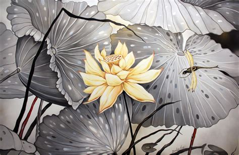 Lotus Flower Zen Art, Painting by Dmitry King | Artmajeur