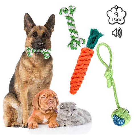 Chew Toys for Dogs, Squeaky Toys for Puppies, Dog Chew Toy for Teething Chewing and Playtime ...