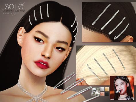 Solo Glitter Hairpins by Pralinesims at TSR » Sims 4 Updates