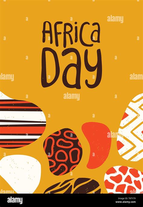 Happy Africa Day poster illustration with traditional tribal hand drawn art for african freedom ...