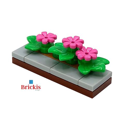 Custom Design MOC LEGO® Flower Garden Flower Bed Plants City Garden Landscape Accessories for ...