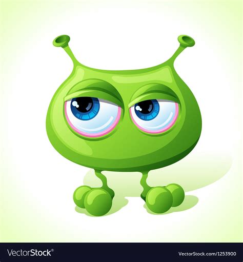 Cute green monster isolated on white background Vector Image