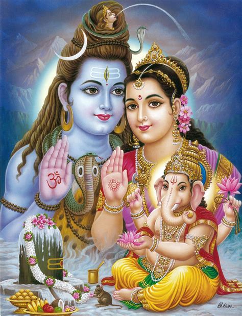 Ganesha Propitiates Shiva and Parvati