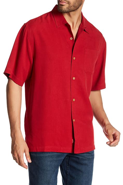 Tommy Bahama Catalina Original Fit Short Sleeve Silk Shirt in Red for Men - Lyst