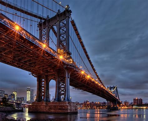 Manhattan Bridge at Night Photograph by Chris Ferrara - Pixels