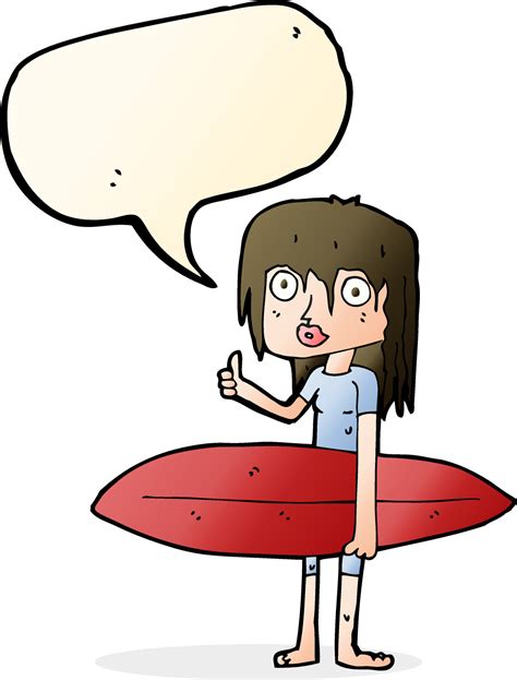 cartoon surfer girl with speech bubble 12312307 Vector Art at Vecteezy