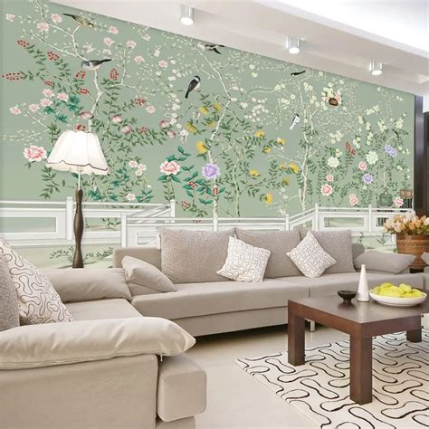 Modern Simple Chinese Style Flower And Bird Figure 3D Mural Wallpaper ...