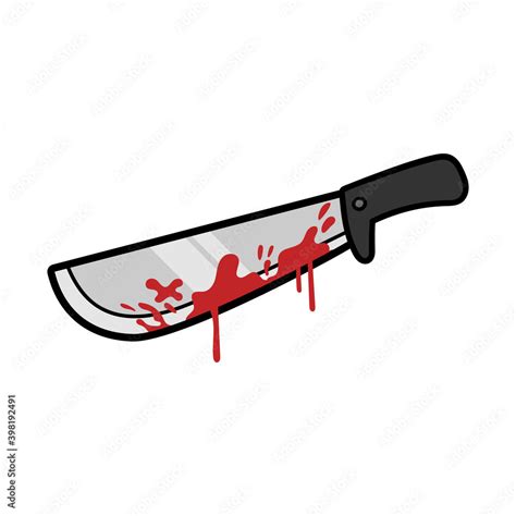 Cartoon Bloody Machete Knife Illustration Stock Vector | Adobe Stock