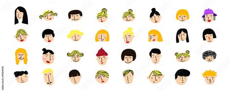 cute portrait illustration. head of people in diversity Stock Vector | Adobe Stock