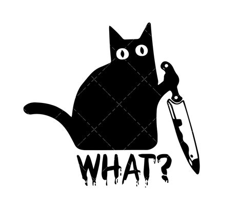 Cat SVG, What Cat SVG, PNG, PDF, Halloween SVG, Cat Knife SVG