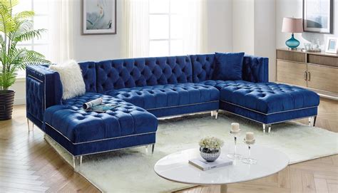 Item#MS2069-Blue Velvet Sectional