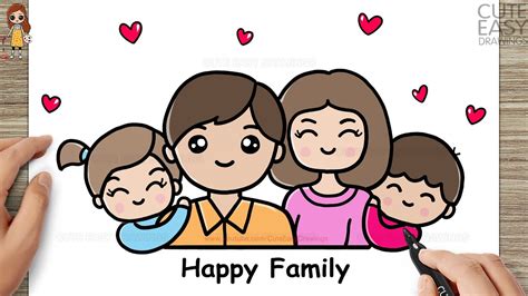 How to Draw a Cute Happy Family Photo Easy step by Step - YouTube