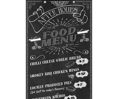 Retro Chalkboard Food Menu Template - pizza, snack bar, restaurant menu template PSD - vintage style