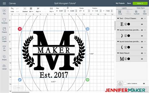 Cricut Split Monogram Tutorial + Free SVG! - Jennifer Maker