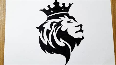 Lion With Crown Drawing Tattoo