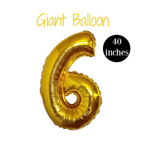 Giant Number Balloon 6 Gold Giant Balloon by LovelyPartyBoutique