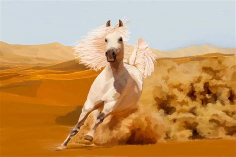 Arabian Horse in the Desert Painting by Vincent Zuniaga | Saatchi Art