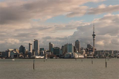 Auckland skyline at sunset stock image. Image of architecture - 48416895