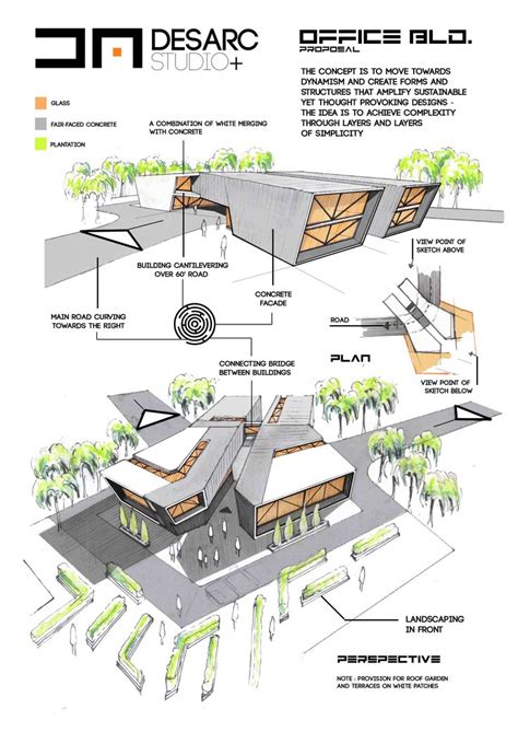 an architectural drawing shows the various sections of a house and its surrounding area ...