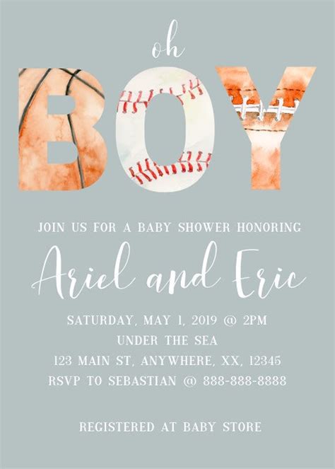 Sports Theme Baby Shower Invitation | Etsy