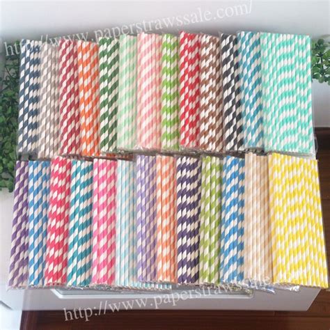 Striped Paper Straws Bulk,Classic Striped Paper Straws 2600pcs Mixed 26 Colors