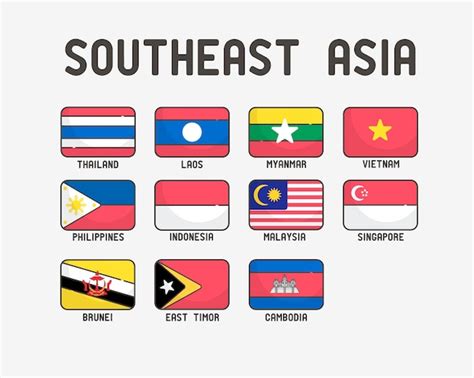 Premium Vector | Southeast Asia flags set