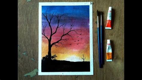 Easy Watercolor Sunset Tutorial for Beginners - YouTube