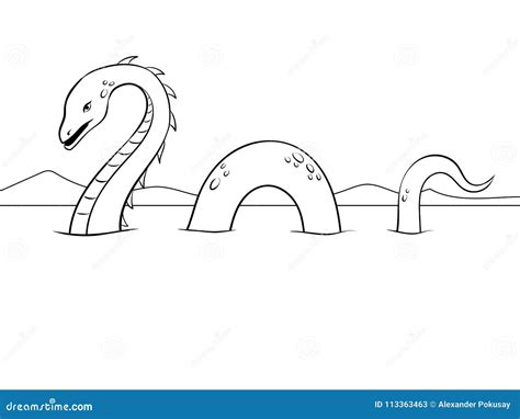 Nessie The Monster. Flat Vector Illustration. Loch Ness Monster On White Background ...