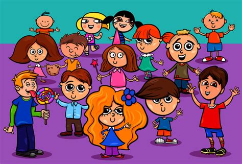 Elementary School Children Vector Hd PNG Images, Cartoon Illustration ...