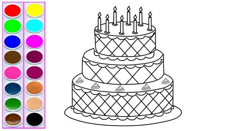 How To Draw A Birthday Cake Cake Drawing For Kids Cake Coloring | Images and Photos finder