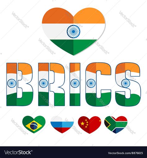 Flag of the brics countries color web icon Vector Image