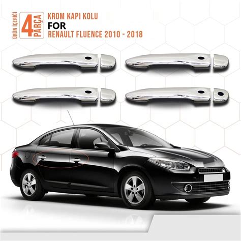 For Renault Fluence Chrome Door Handle Cover trim 4 Kapı 2010-2018 8 ...