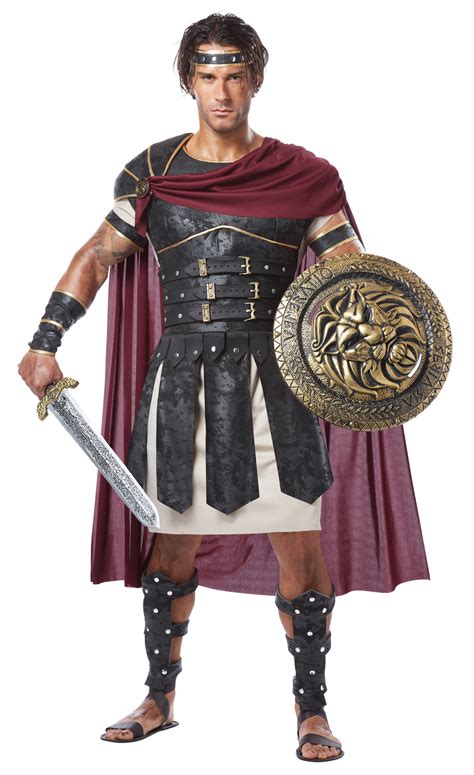 Men's Roman Gladiator Greek Soldier Halloween Costume Set Cape Tunic ...