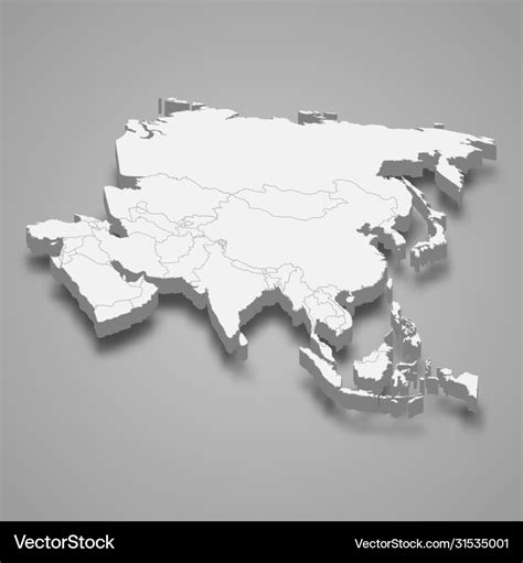 3d map asia Royalty Free Vector Image - VectorStock