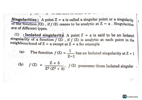 SOLUTION: Singularities definition and it s classification - Studypool