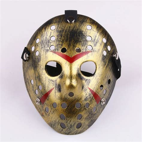 1 pcs Scary Horror Masks Horror Movie Hockey Mask Cosplay Halloween Party Costume Gold Festival ...