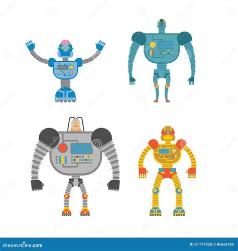 Robots Set . Space Invaders Cyborgs. Iron Colored Robots Stock Vector - Illustration of icon ...