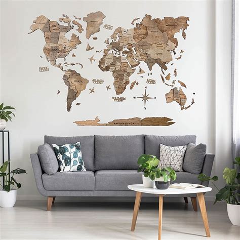 Enjoy The Wood 3D Wooden World Map Wall Art - Large Decor for Home, India | Ubuy