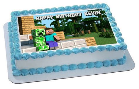 MINECRAFT Creeper Steve Edible Birthday Cake Topper