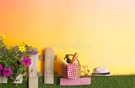 Summer Garden Picnic Background Stock Image - Image of flowers, flower ...