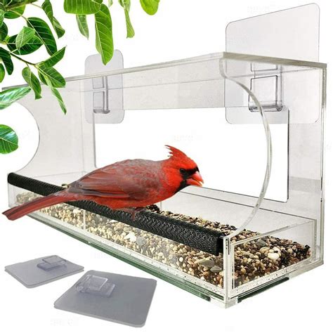 Window Bird Feeders with Sliding Feed Tray