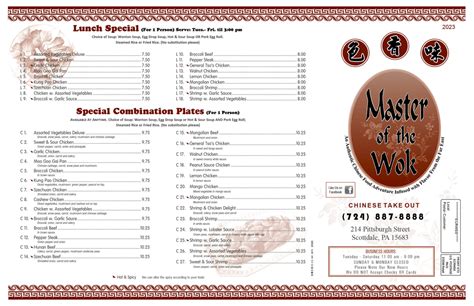 Menus - Master of the Wok