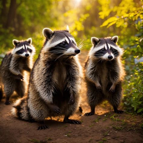 Premium Photo | Raccoon family