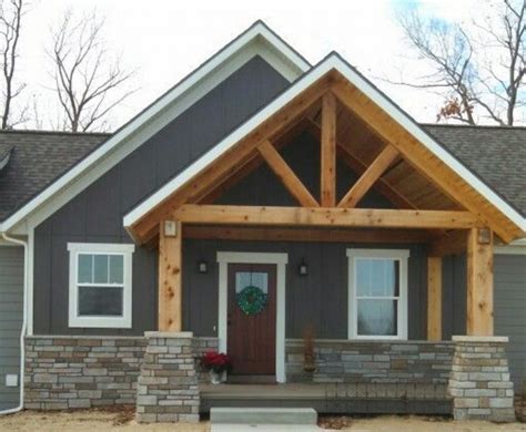 home exterior with cedar wrapped posts - Google Search | House with porch, House exterior ...