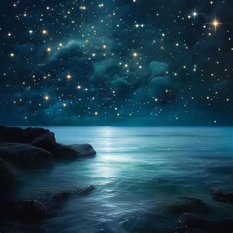 Premium AI Image | a night sky with stars and the ocean in the background