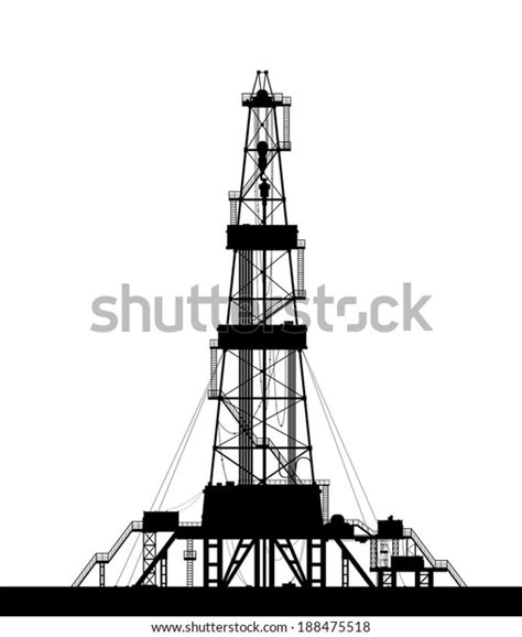 Oil Rig Silhouette Detailed Vector Illustration Stock Vector (Royalty Free) 188475518