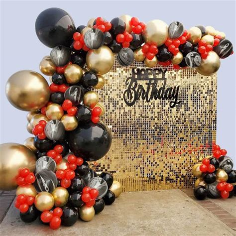 Red Black Gold Balloon Garland Arch Kit, 149Pcs Chrome – One-Touch Top Tred Toys