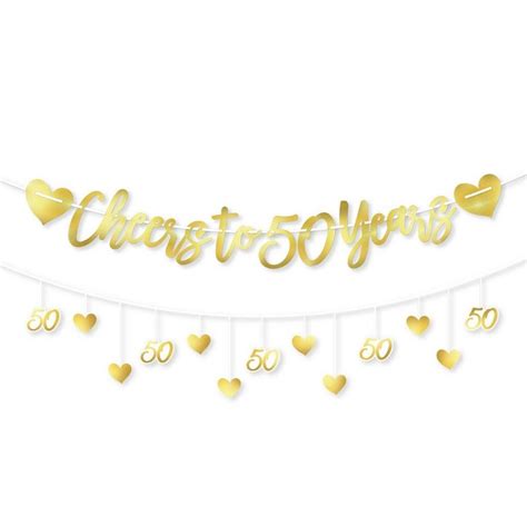 Gold 50th Anniversary Letter Banner with Accent Banner, 12ft | Party City