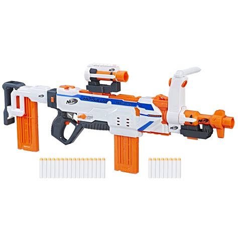 Nerf Modulus Regulator Fully Motorized Blaster, 3 Firing Modes, 2X 12-Dart Clips, 24 Nerf Elite ...