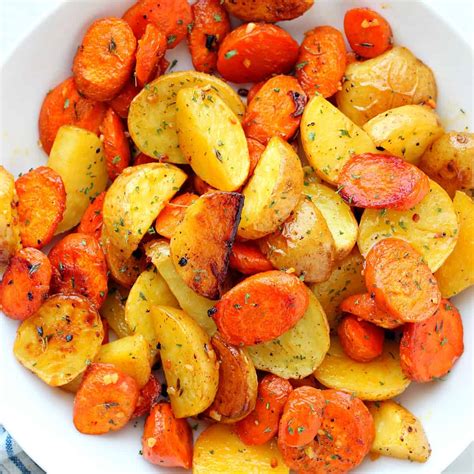 Roasted Potatoes and Carrots - Crunchy Creamy Sweet